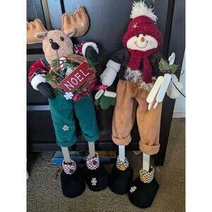 Snowman Reindeer Free Standing Christmas Decoration 25 Inches Tall Posable